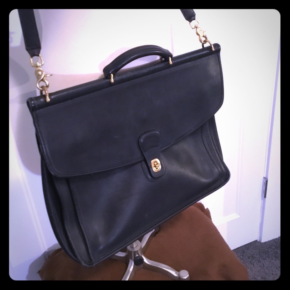 Coach Beekman Black Leather Attaché Briefcase